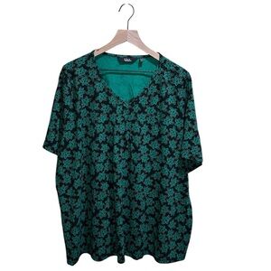 Ulla Popken size 24/26 Teal Patterned Top